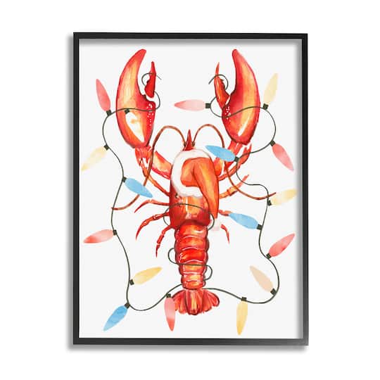 Stupell Industries Nautical Lobster Christmas Lights Framed Giclee Art
